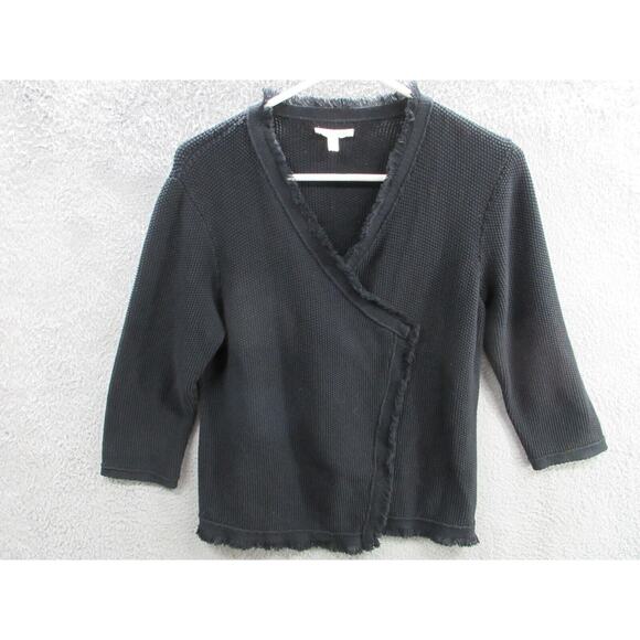 EILEEN FISHER Organic Cotton Silk Blend Open Front Cardigan Women's Small Frayed - Picture 1 of 14